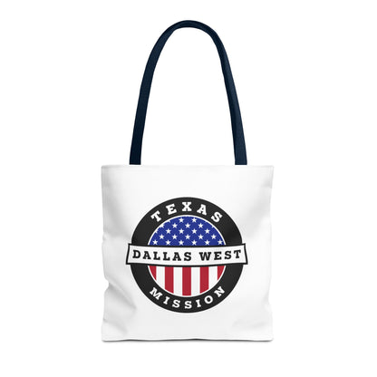 Texas Dallas West Mission USA Flag Logo Tote Bag White - Latter-Day Saint LDS Missionary Gift - Book of Mormon