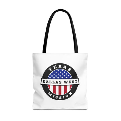 Texas Dallas West Mission USA Flag Logo Tote Bag White - Latter-Day Saint LDS Missionary Gift - Book of Mormon