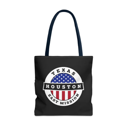 Texas Houston East Mission USA Flag Logo Tote Bag Black - Latter-Day Saint LDS Missionary Gift - Book of Mormon