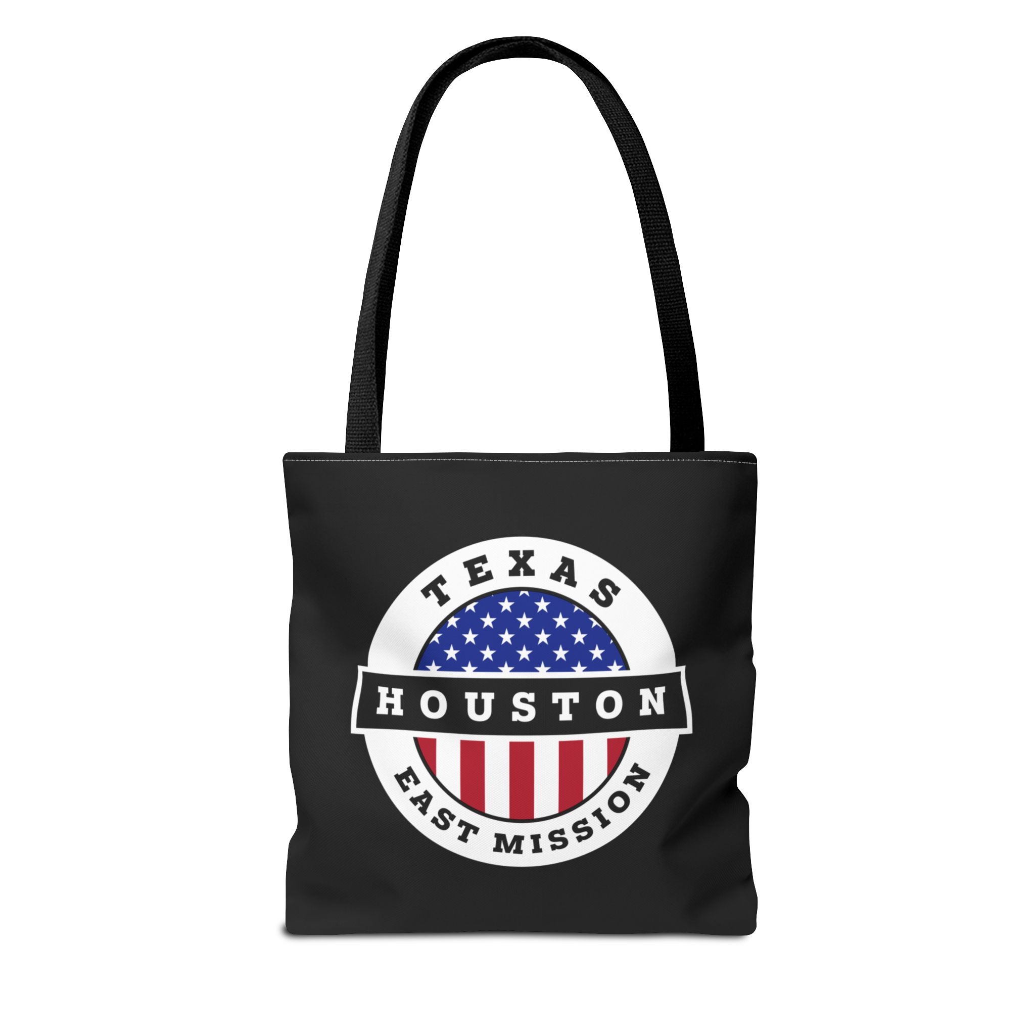 Texas Houston East Mission USA Flag Logo Tote Bag Black - Latter-Day Saint LDS Missionary Gift - Book of Mormon