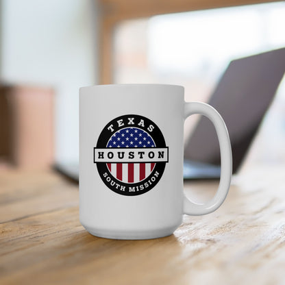 Texas Houston South Mission Circular Flag White Ceramic Mug - Latter-Day Saint LDS Missionary Gift - Book of Mormon