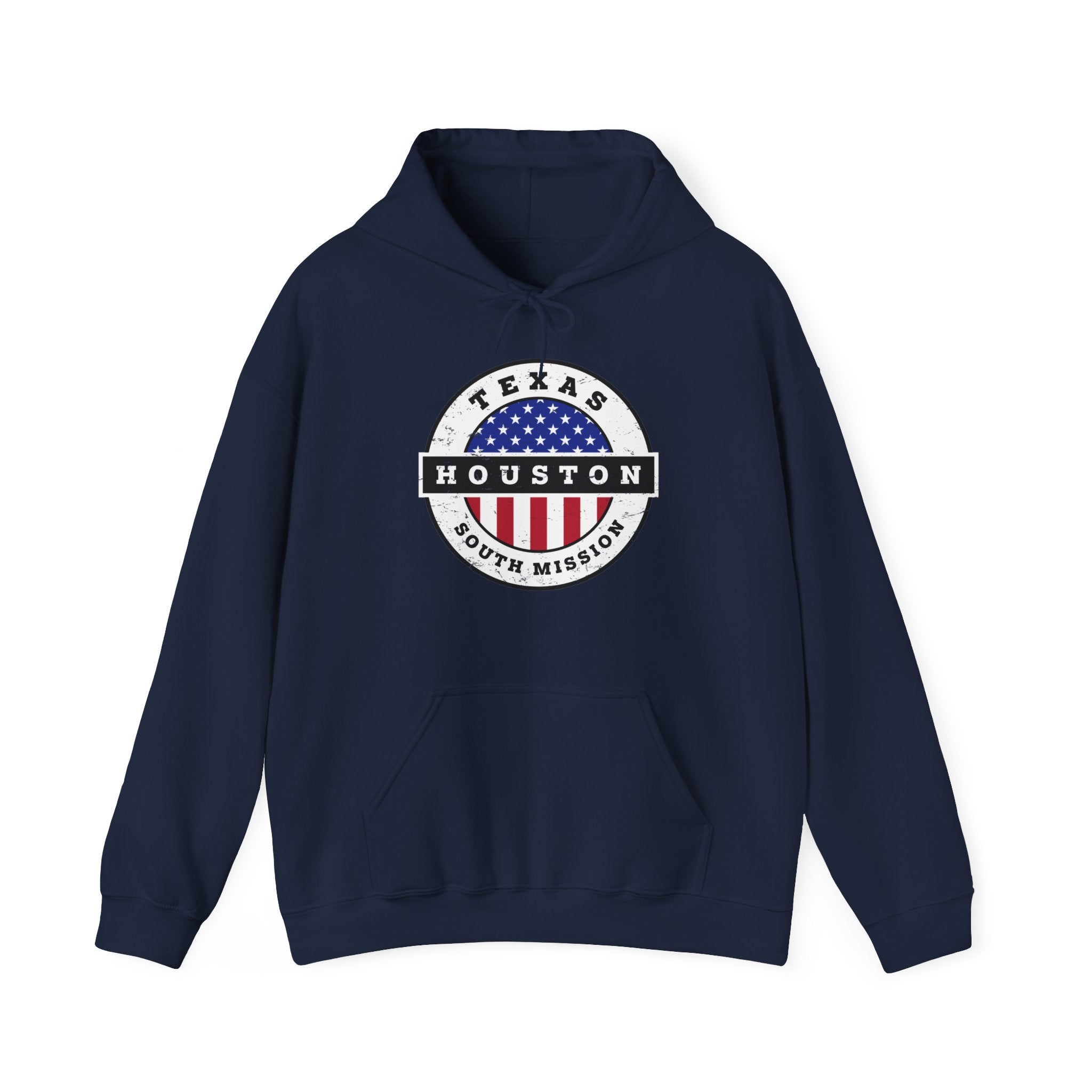 Texas Houston South Mission Circular USA Flag Hoodie - Latter-Day Saint LDS Missionary Gift - Book of Mormon