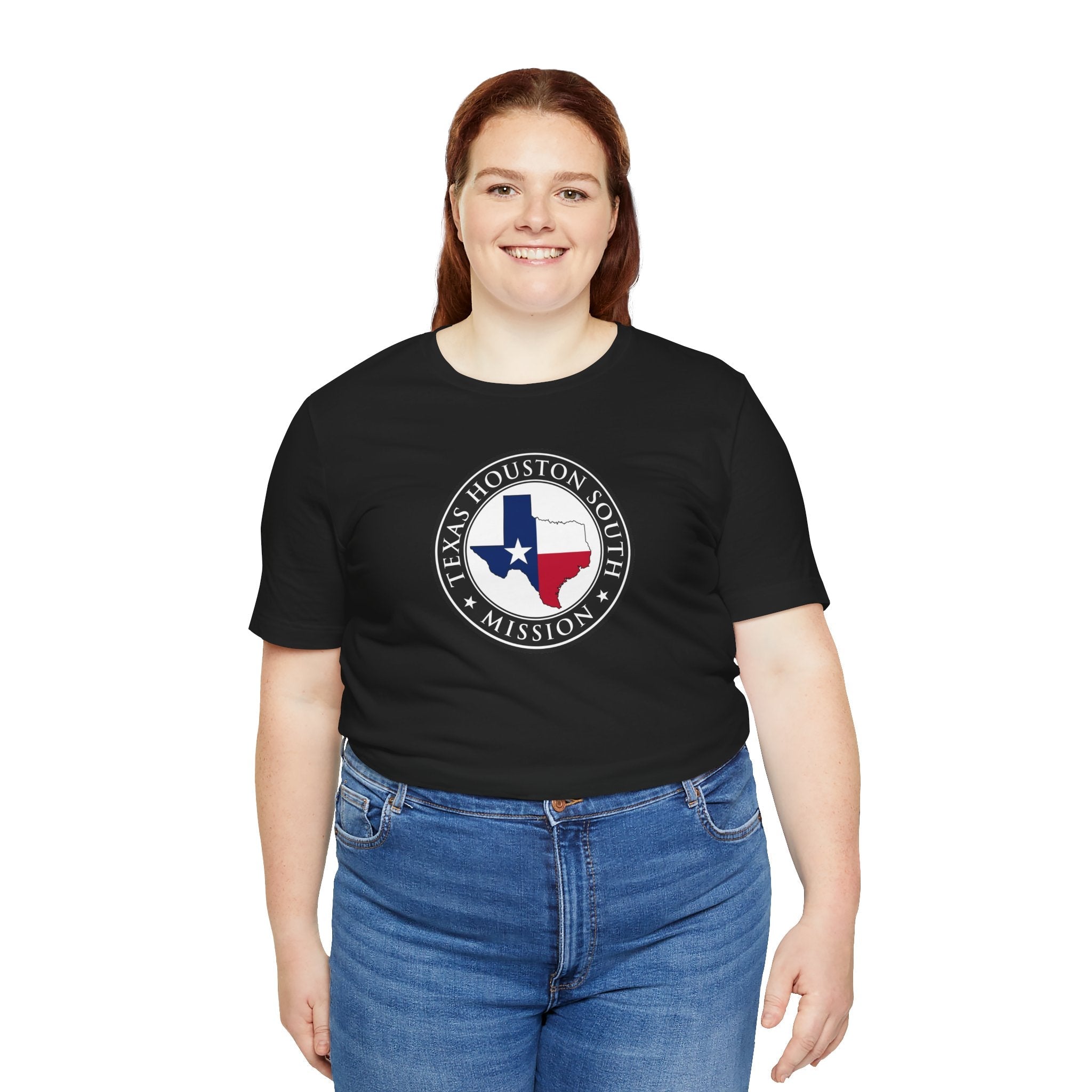 Texas Houston South Mission State Flag Logo (Black Border) T-shirt - Latter-Day Saint LDS Missionary Gift - Book of Mormon