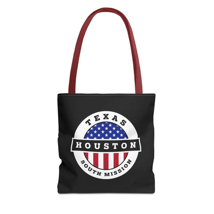 Texas Houston South Mission USA Flag Logo Tote Bag Black - Latter-Day Saint LDS Missionary Gift - Book of Mormon