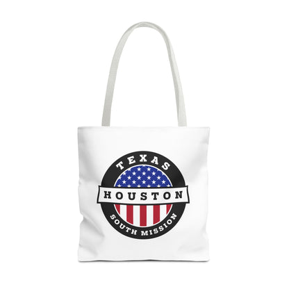 Texas Houston South Mission USA Flag Logo Tote Bag White - Latter-Day Saint LDS Missionary Gift - Book of Mormon