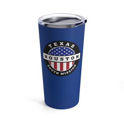 Texas Houston South Mission USA Flag Logo Tumbler 20oz Blue - Latter-Day Saint LDS Missionary Gift - Book of Mormon