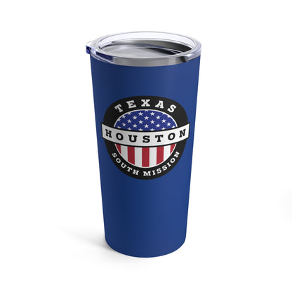 Texas Houston South Mission USA Flag Logo Tumbler 20oz Blue - Latter-Day Saint LDS Missionary Gift - Book of Mormon