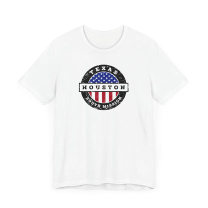 Texas Houston South Mission Vintage Circular USA Flag T-Shirt - Latter-Day Saint LDS Missionary Gift - Book of Mormon