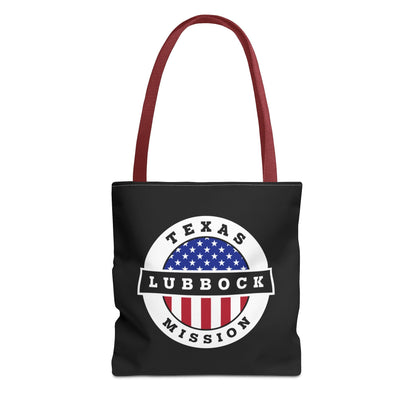 Texas Lubbock Mission USA Flag Logo Tote Bag Black - Latter-Day Saint LDS Missionary Gift - Book of Mormon