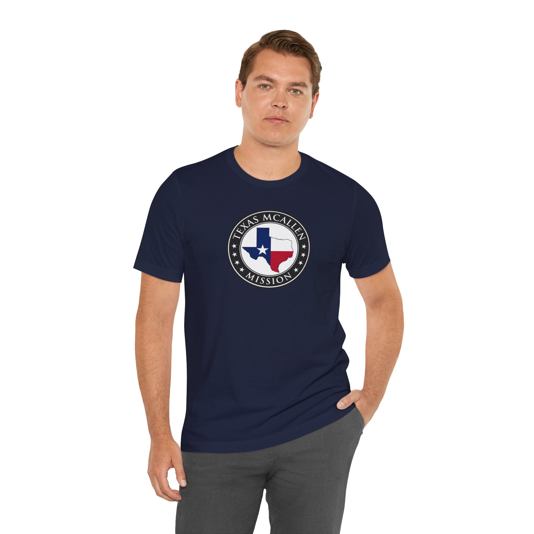 Texas McAllen Mission State Flag Logo (Black Border) T-shirt - Latter-Day Saint LDS Missionary Gift - Book of Mormon