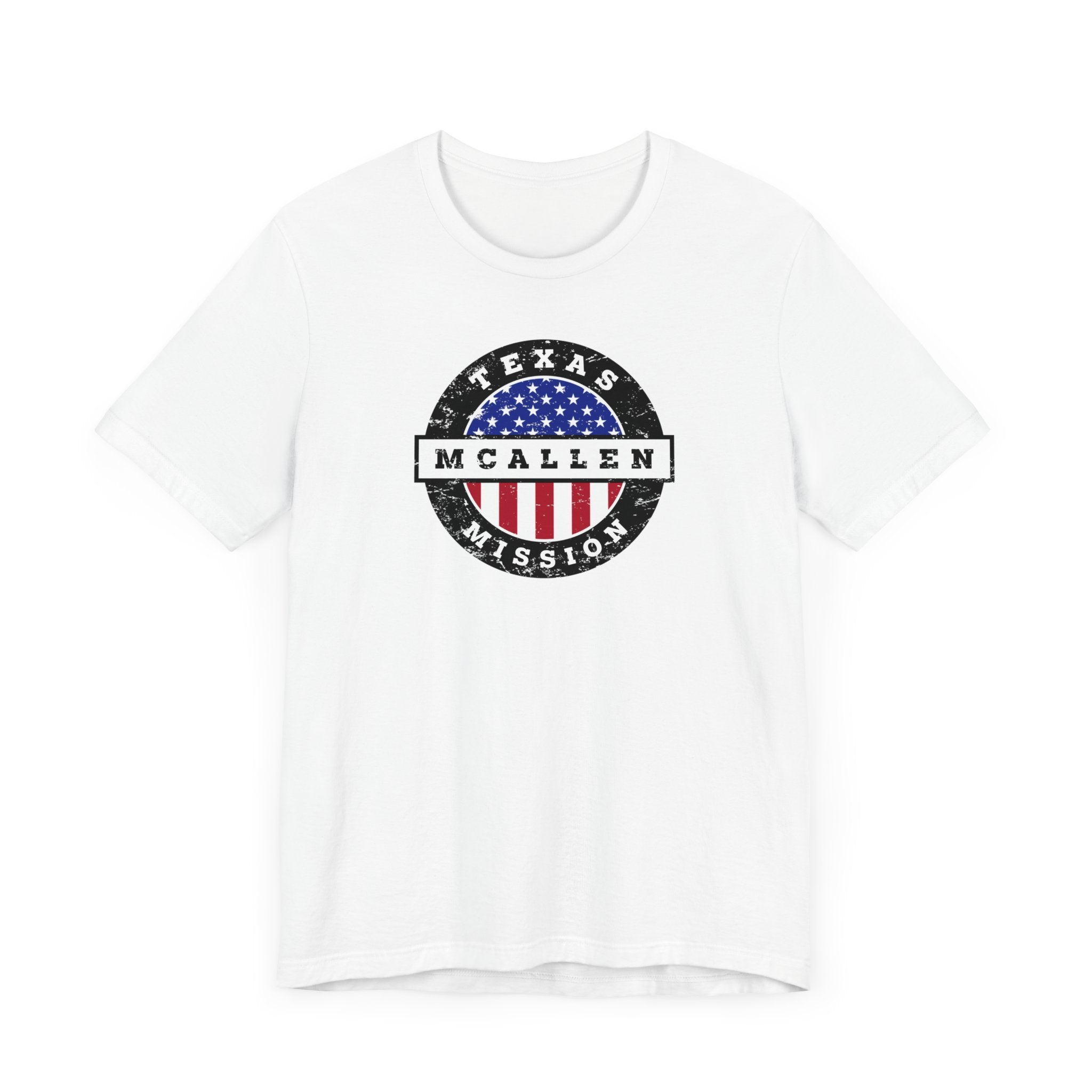 Texas McAllen Mission Vintage Circular USA Flag T-Shirt - Latter-Day Saint LDS Missionary Gift - Book of Mormon