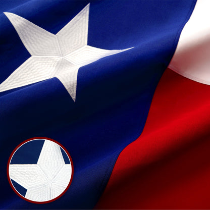 G128 - Texas State Flag 2.5x4ft Embroidered Stars Sewn Stripes Heavy Duty 220GSM Tough Spun Polyester Quality with Brass Grommets