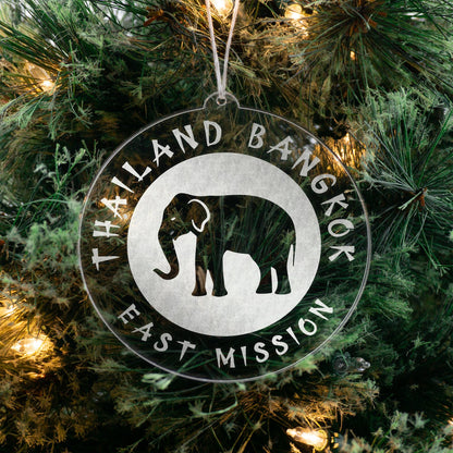 LDS Thailand Bangkok East Mission Christmas Ornament hanging on a Tree