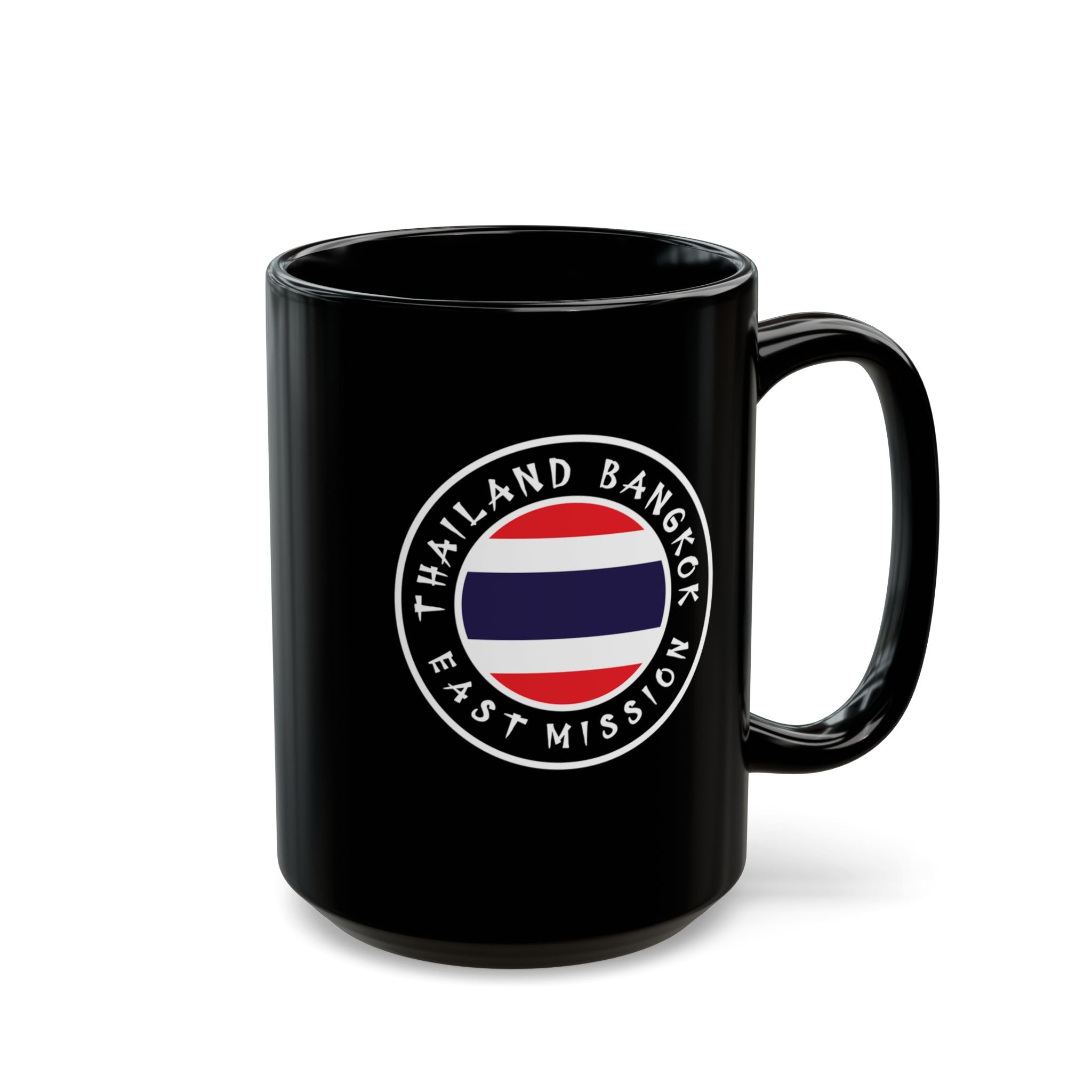 Thailand Bangkok East Mission Circular Flag Black Ceramic Mug - Latter-Day Saint LDS Missionary Gift - Book of Mormon