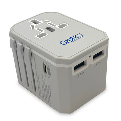 All-In-One International Travel Plug Adapter - USB C (PD-QC) - 2 USB Ports (UP-10KU)