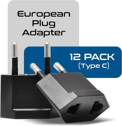USA / N. America to Europe Travel Adapter - Non-Grounded (UP-12AE, 12 Pack)