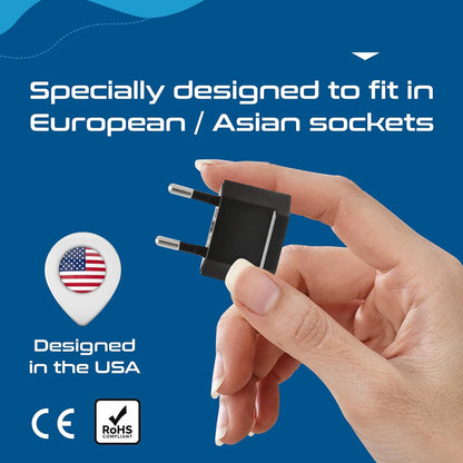 USA / N. America to Europe Travel Adapter - Non-Grounded (UP-12AE, 12 Pack)