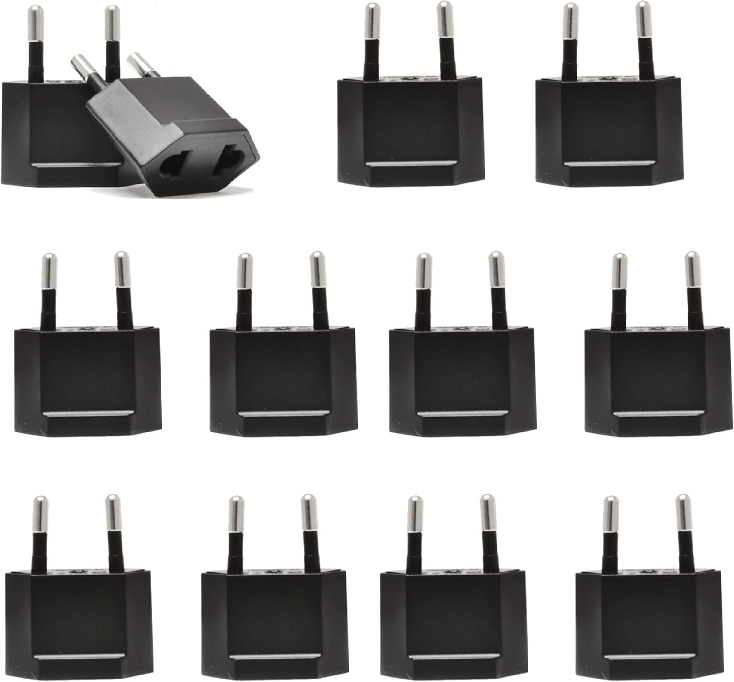 USA / N. America to Europe Travel Adapter - Non-Grounded (UP-12AE, 12 Pack)