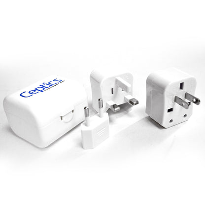 Ceptics 3pc International Travel Plug Adapter Kit (White), Non-grounded (UP-3K-WHT)