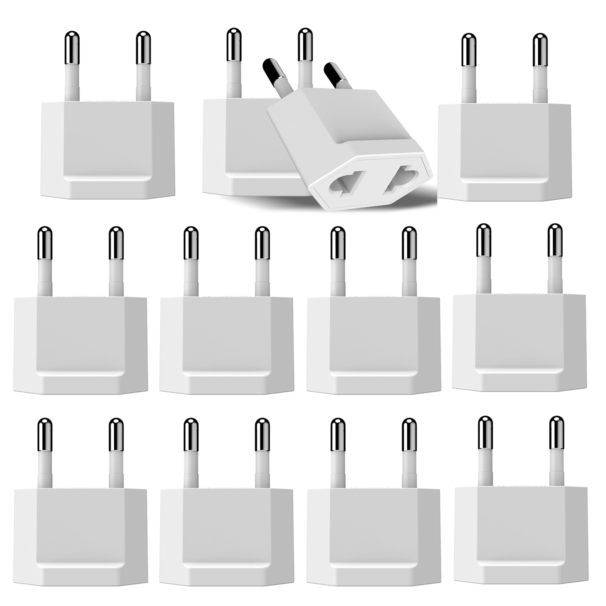 USA / N. America to Europe Travel Adapter - Non-Grounded (UP-12AE, 12 Pack)