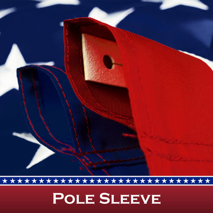 G128 American USA Flag | 1x1.5 Ft | Pole Sleeve ToughWeave Series, Embroidered 210D Polyester Stars and Sewn Stripes