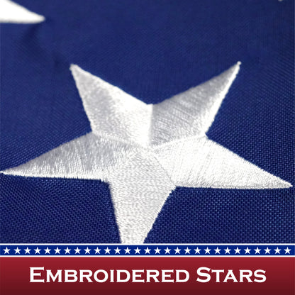 American Flag 210D Embroidered Polyester 3x5 Ft - with Pole Sleeve