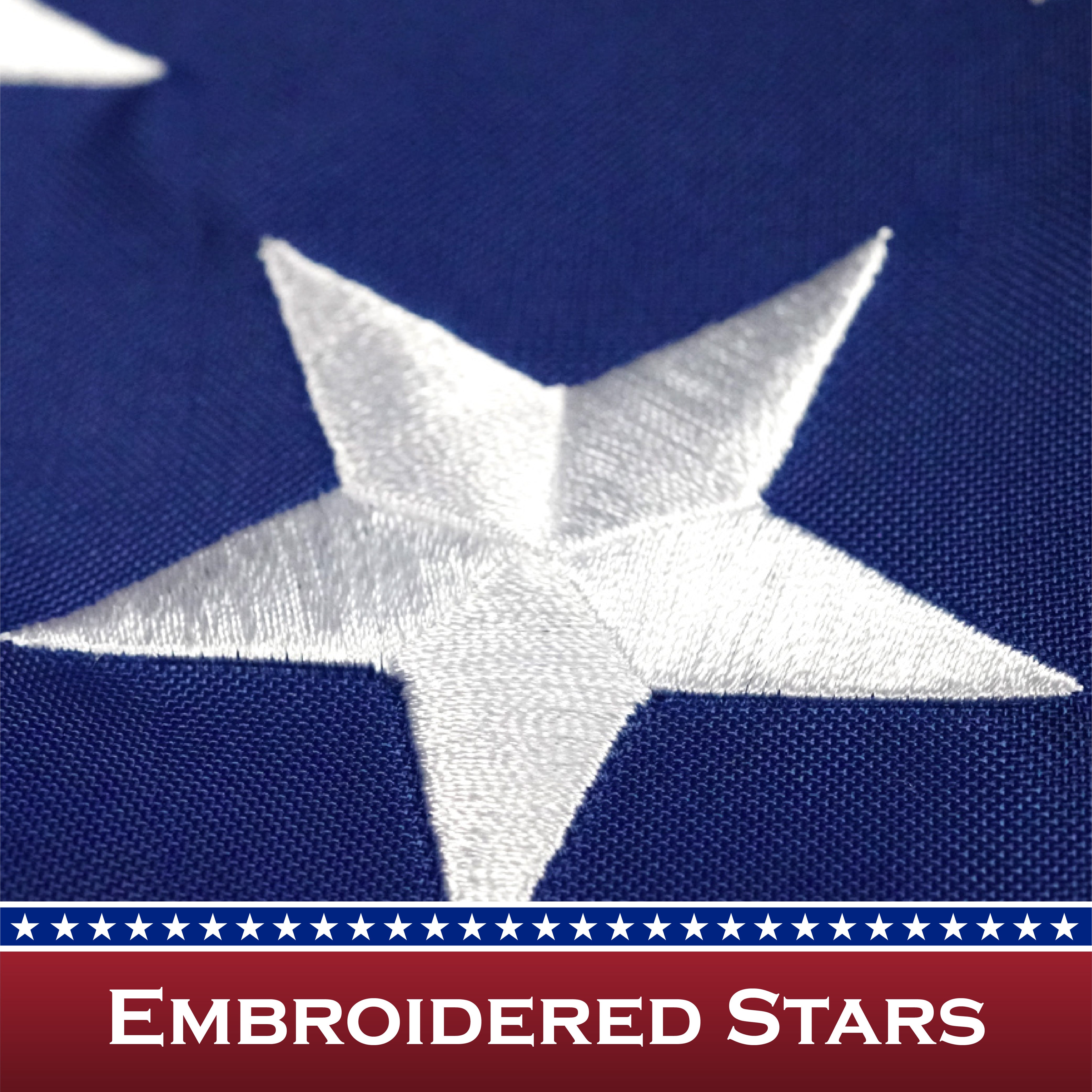 American Flag 210D Embroidered Polyester 2.5x4 Ft - with Pole Sleeve