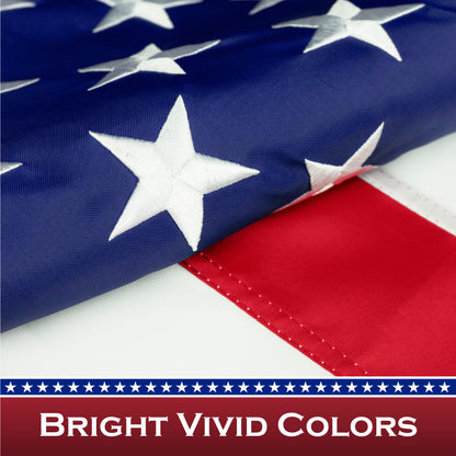 American Flag 210D Embroidered Polyester 3x5 Ft - with Pole Sleeve
