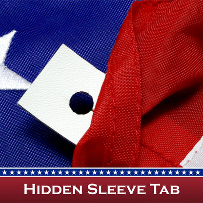 American Flag 210D Embroidered Polyester 3x5 Ft - with Pole Sleeve