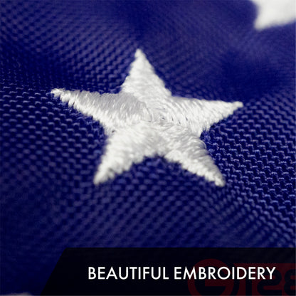 American Flag 210D Embroidered Polyester 12x18 Inch
