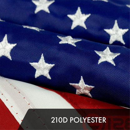 American Flag 210D Embroidered Polyester 12x18 Inch