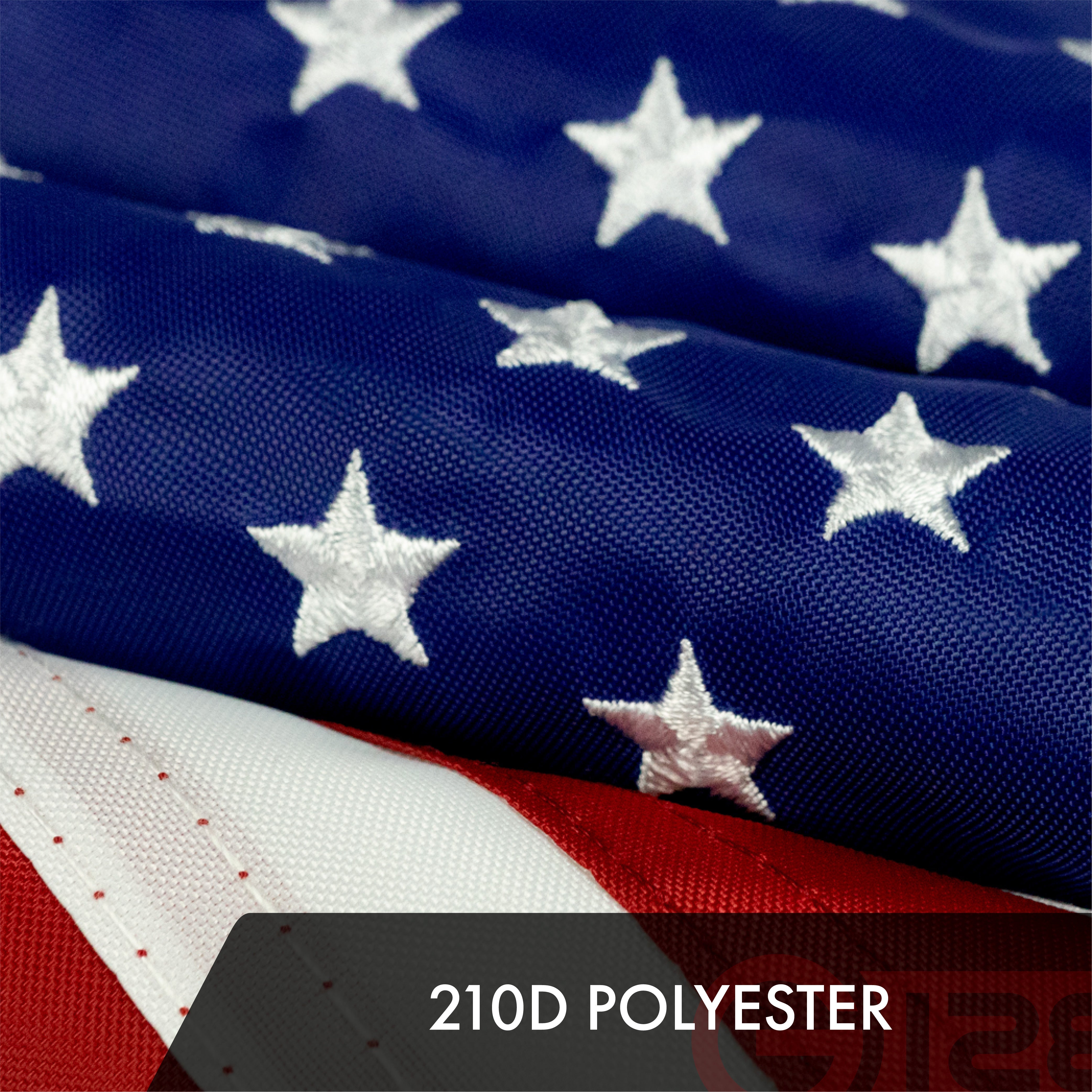 American Flag 210D Embroidered Polyester 12x18 Inch