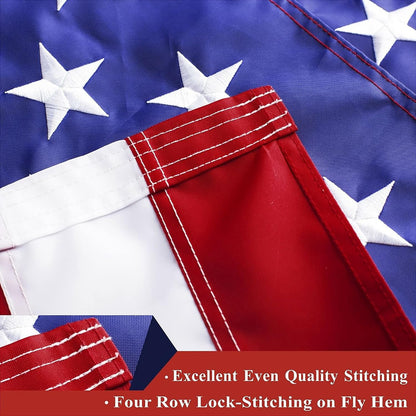 G128 - American USA US Flag 3x5 ft Deluxe Embroidered Stars Sewn Stripes Brass Grommets Durable Indoor Outdoor Use