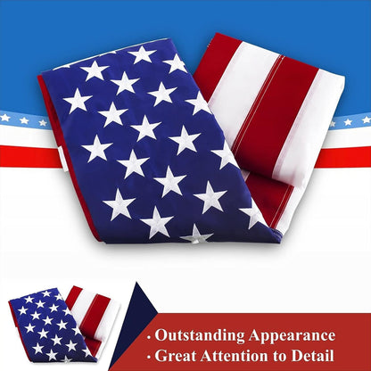 G128 - American USA US Flag 3x5 ft Deluxe Embroidered Stars Sewn Stripes Brass Grommets Durable Indoor Outdoor Use