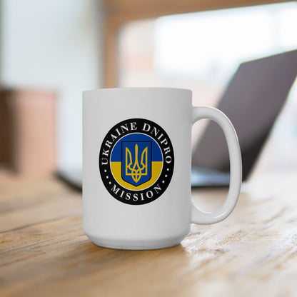 Ukraine Dnipro Mission Circular Flag White Ceramic Mug - Mission Wishlist - LDS Missionary Gift Store