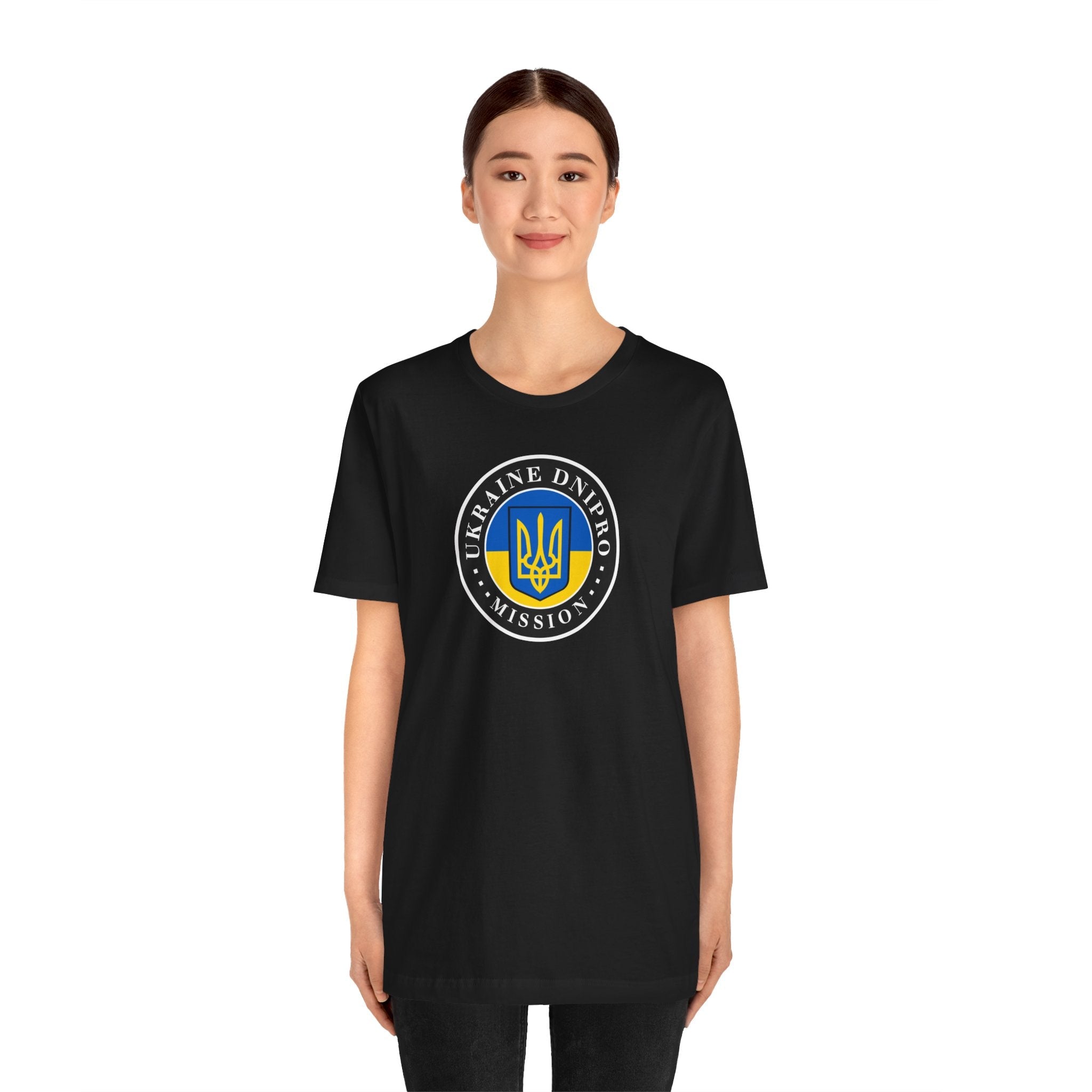 Ukraine Dnipro Mission Flag Logo (Black Border) T-shirt - Mission Wishlist - LDS Missionary Gift Store
