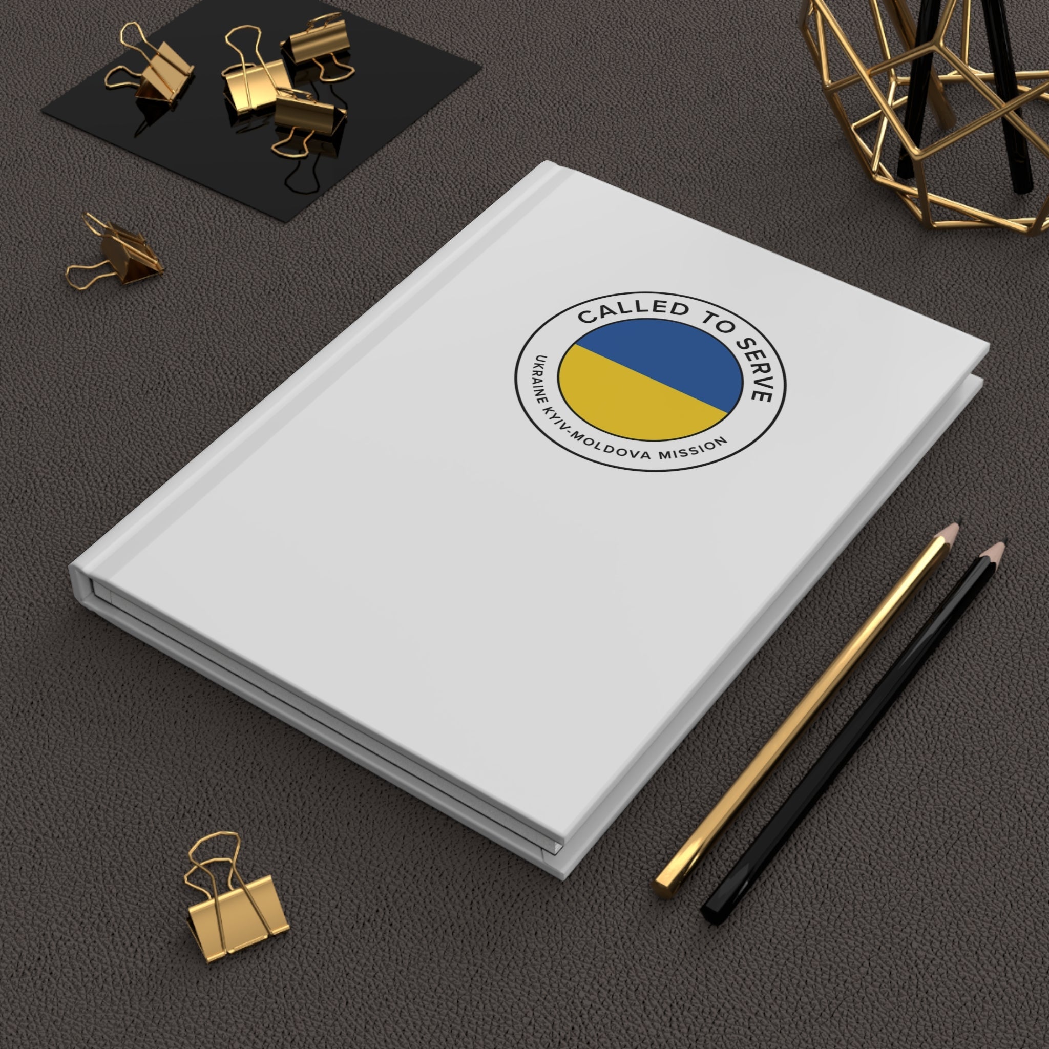 Ukraine Kyiv-Moldova Mission Circle Flag Called to Serve White Hardcover Journal Matte - Latter-Day Saint LDS Missionary Gift - Book of Mormon