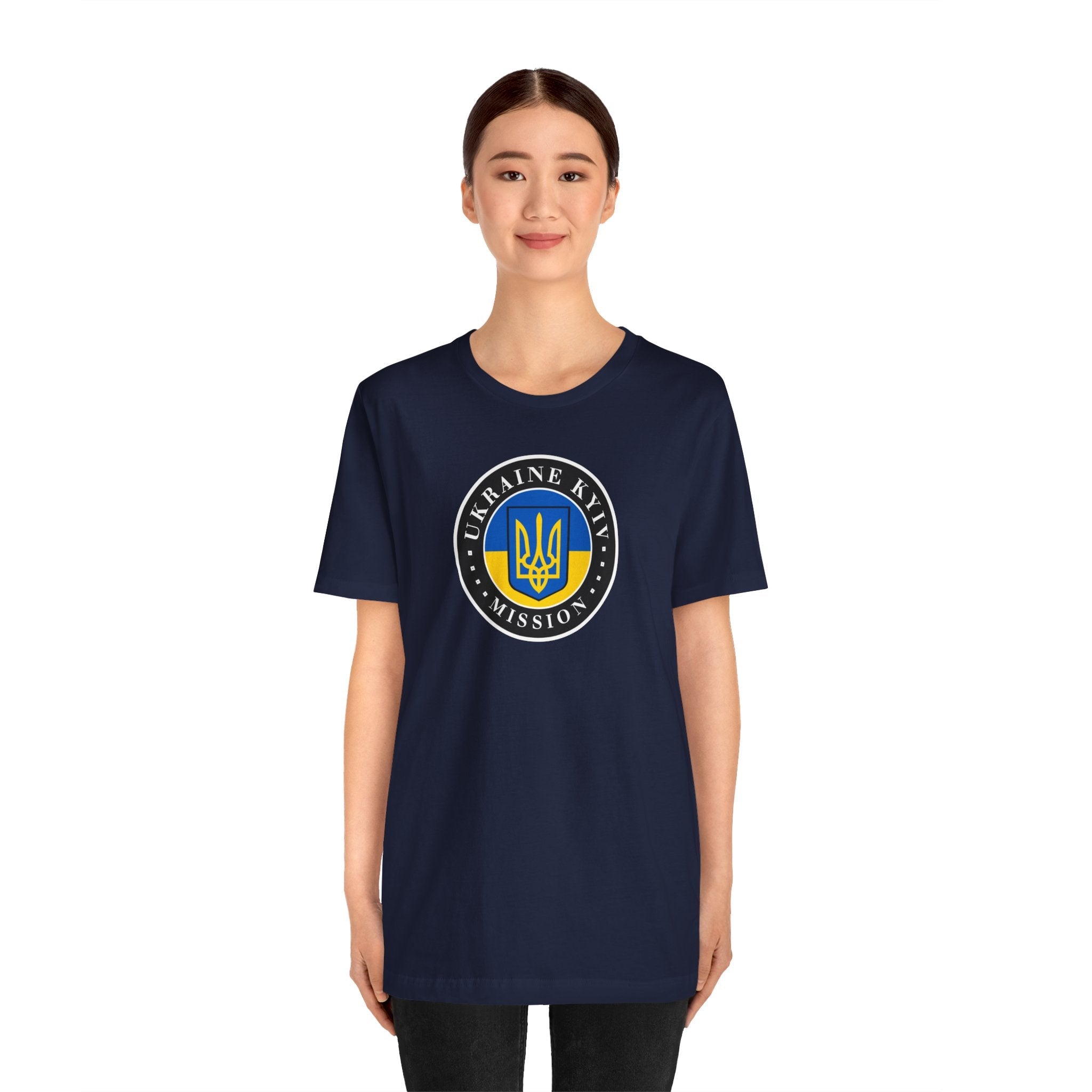 Ukraine Kyiv-Moldova Mission Flag Logo (Black Border) T-shirt - Latter-Day Saint LDS Missionary Gift - Book of Mormon