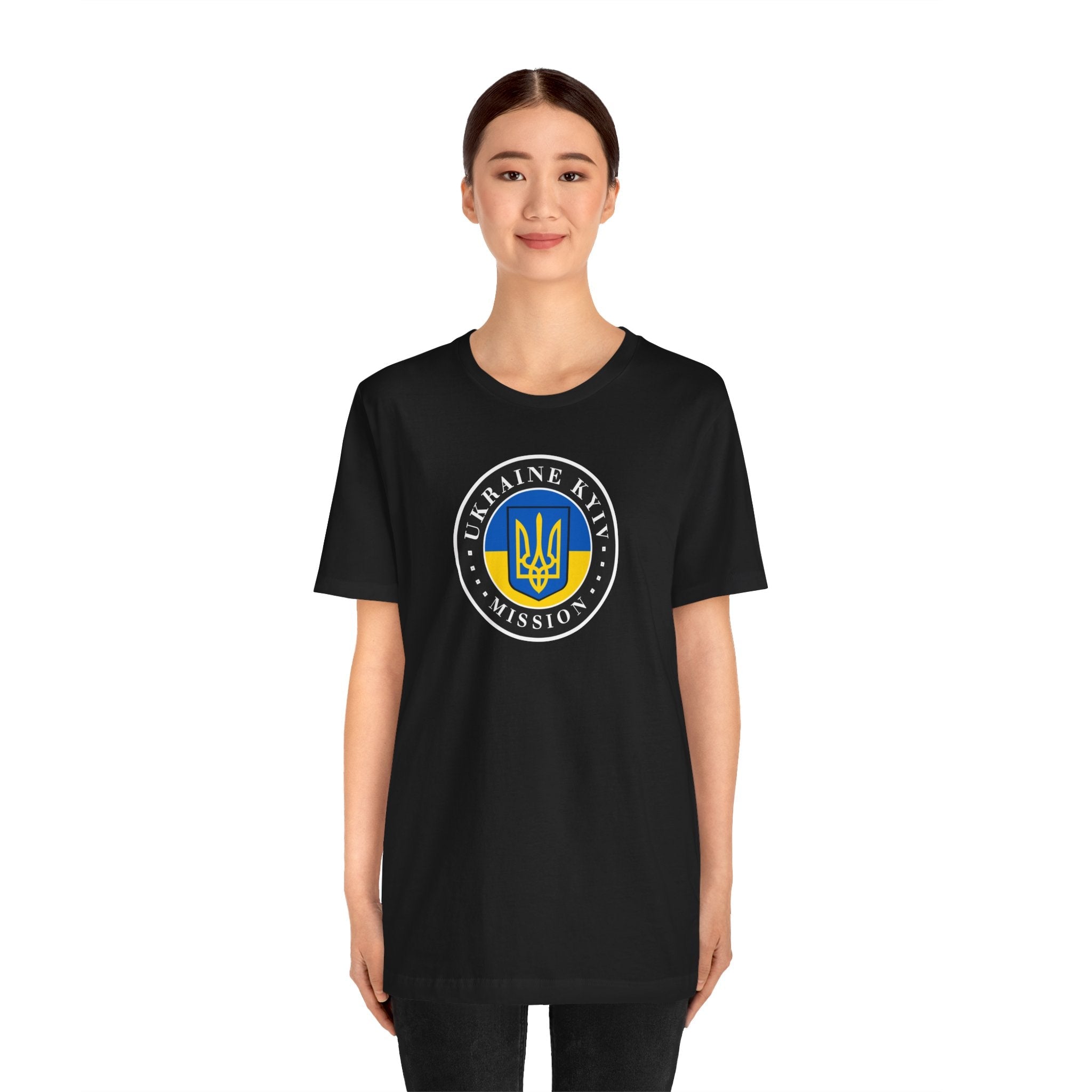 Ukraine Kyiv-Moldova Mission Flag Logo (Black Border) T-shirt - Latter-Day Saint LDS Missionary Gift - Book of Mormon