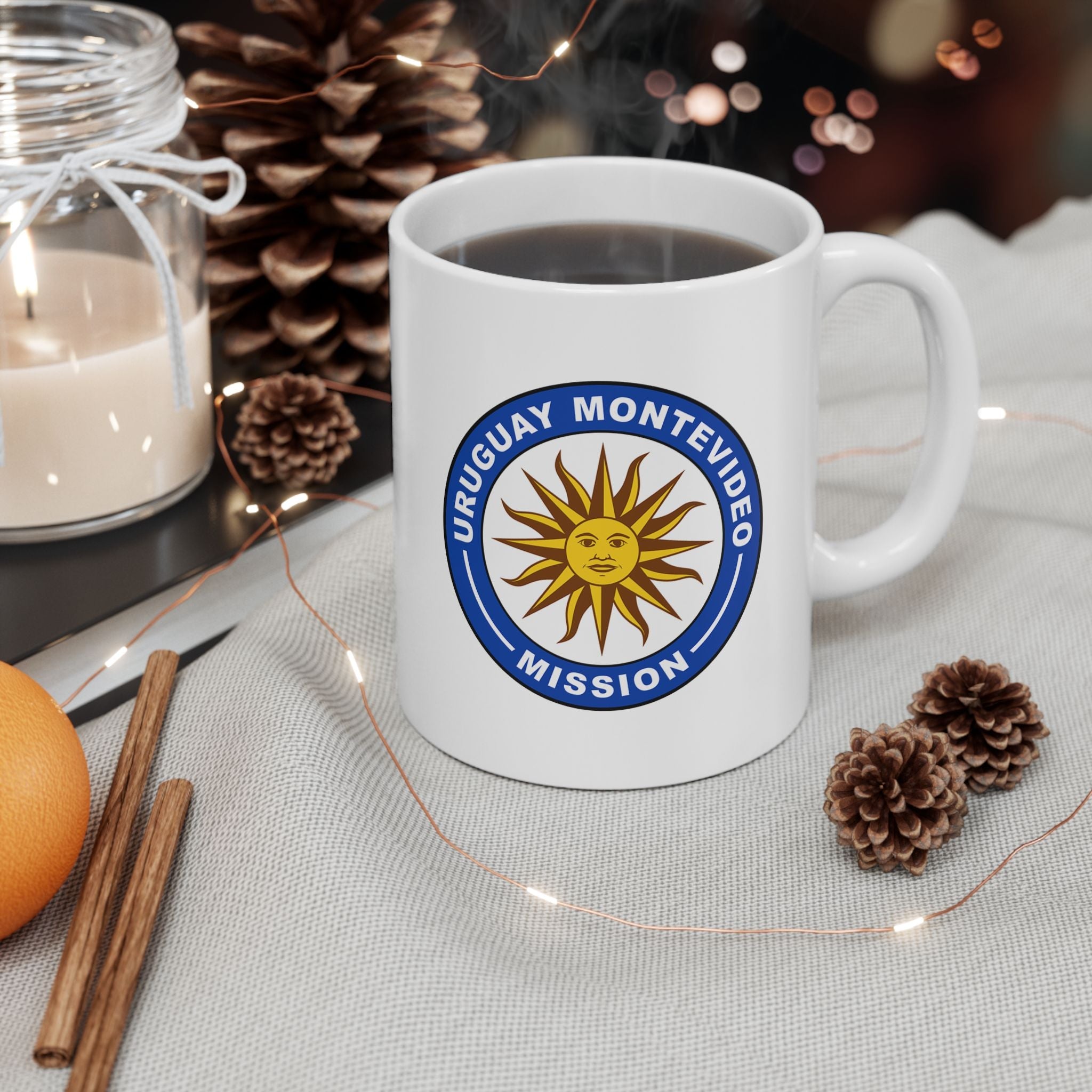 Uruguay Montevideo Mission Circular Flag White Ceramic Mug - Latter-Day Saint LDS Missionary Gift - Book of Mormon