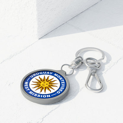 Uruguay Montevideo West Mission Circle Flag Key Tag - Latter-Day Saint LDS Missionary Gift - Book of Mormon