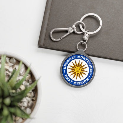 Uruguay Montevideo West Mission Circle Flag Key Tag - Latter-Day Saint LDS Missionary Gift - Book of Mormon