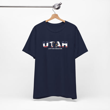 Utah Layton Mission Flag Title T-shirt - Latter-Day Saint LDS Missionary Gift - Book of Mormon