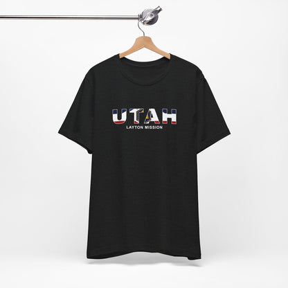 Utah Layton Mission Flag Title T-shirt - Latter-Day Saint LDS Missionary Gift - Book of Mormon