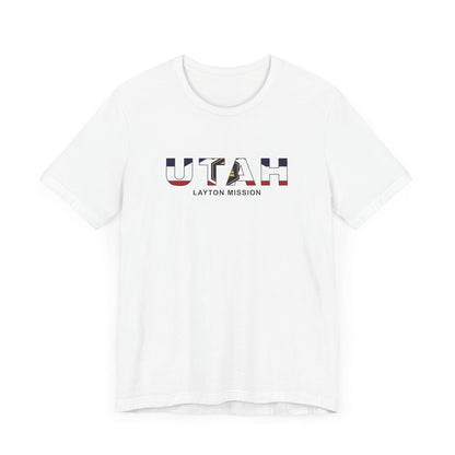 Utah Layton Mission Flag Title T-shirt - Latter-Day Saint LDS Missionary Gift - Book of Mormon