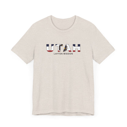 Utah Layton Mission Flag Title T-shirt - Latter-Day Saint LDS Missionary Gift - Book of Mormon