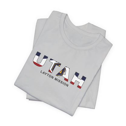 Utah Layton Mission Flag Title T-shirt - Latter-Day Saint LDS Missionary Gift - Book of Mormon