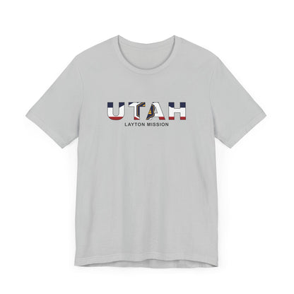 Utah Layton Mission Flag Title T-shirt - Latter-Day Saint LDS Missionary Gift - Book of Mormon