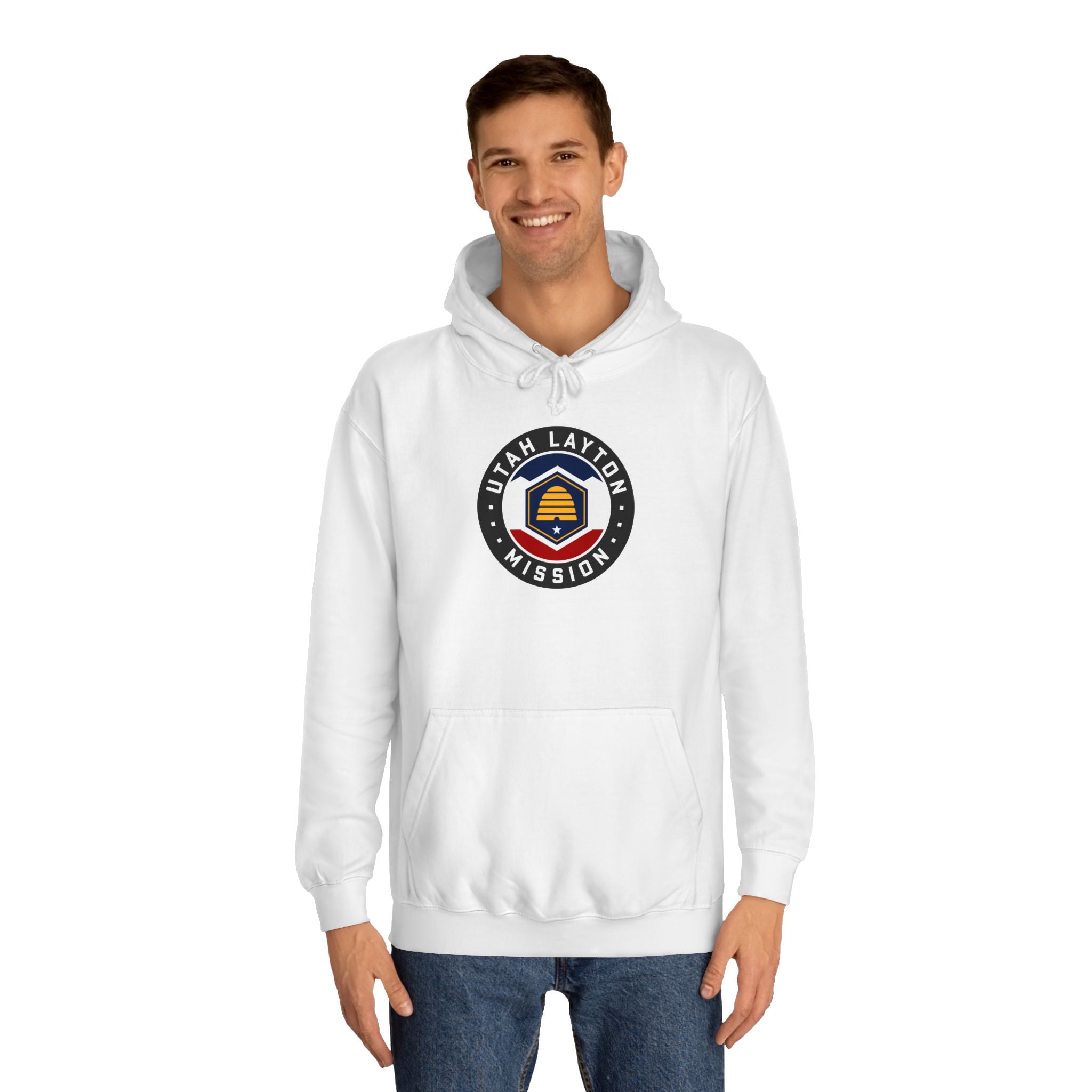 Utah Layton Mission State Flag Logo (Black Border) College Hoodie