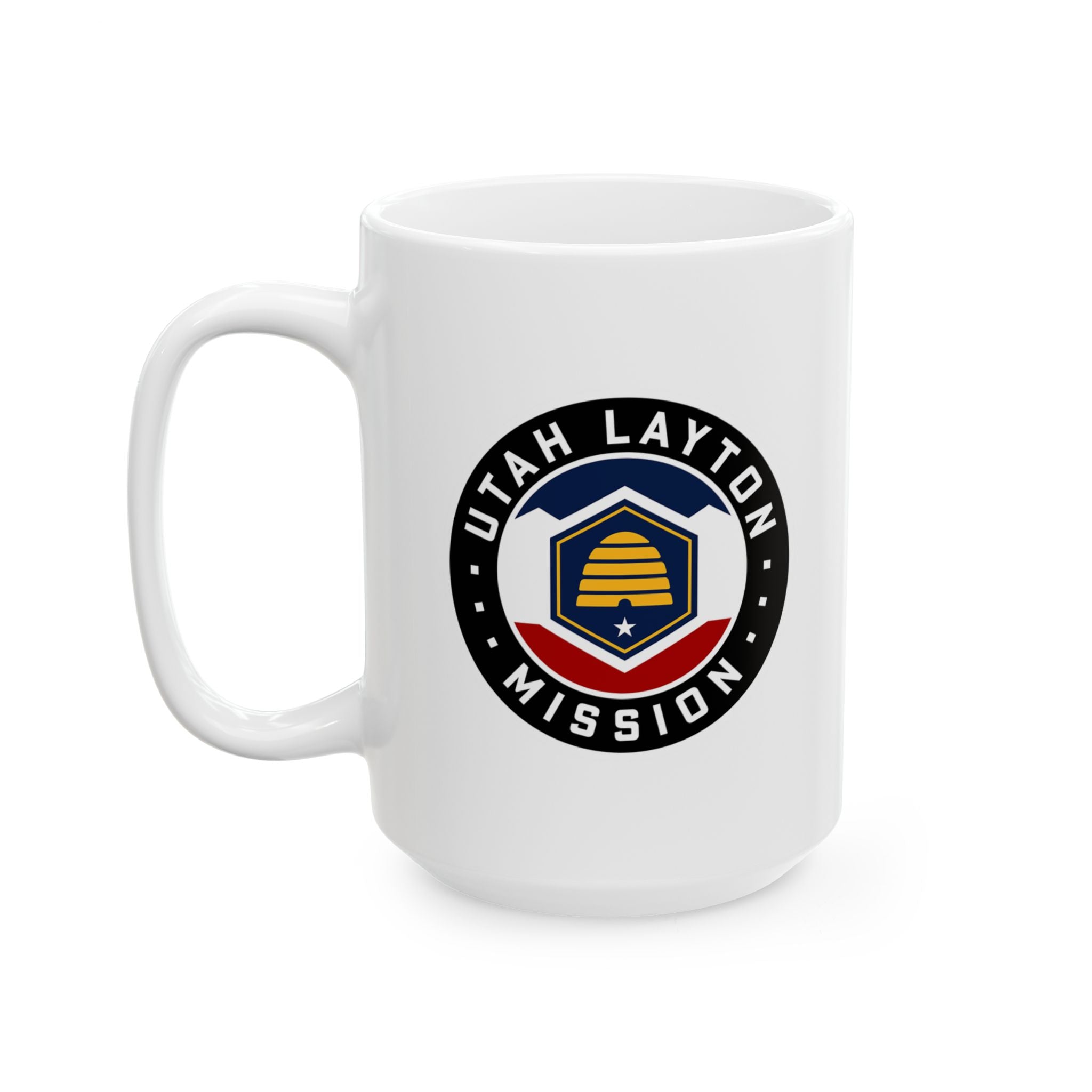 Utah Layton Mission State Flag Logo Ceramic Mug White - Latter-Day Saint LDS Missionary Gift - Book of Mormon